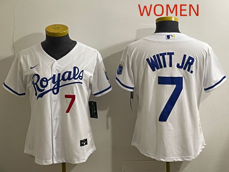 Women 2025 Kansas City Royals #7 Witt jr White Game Nike MLB Jersey style 3